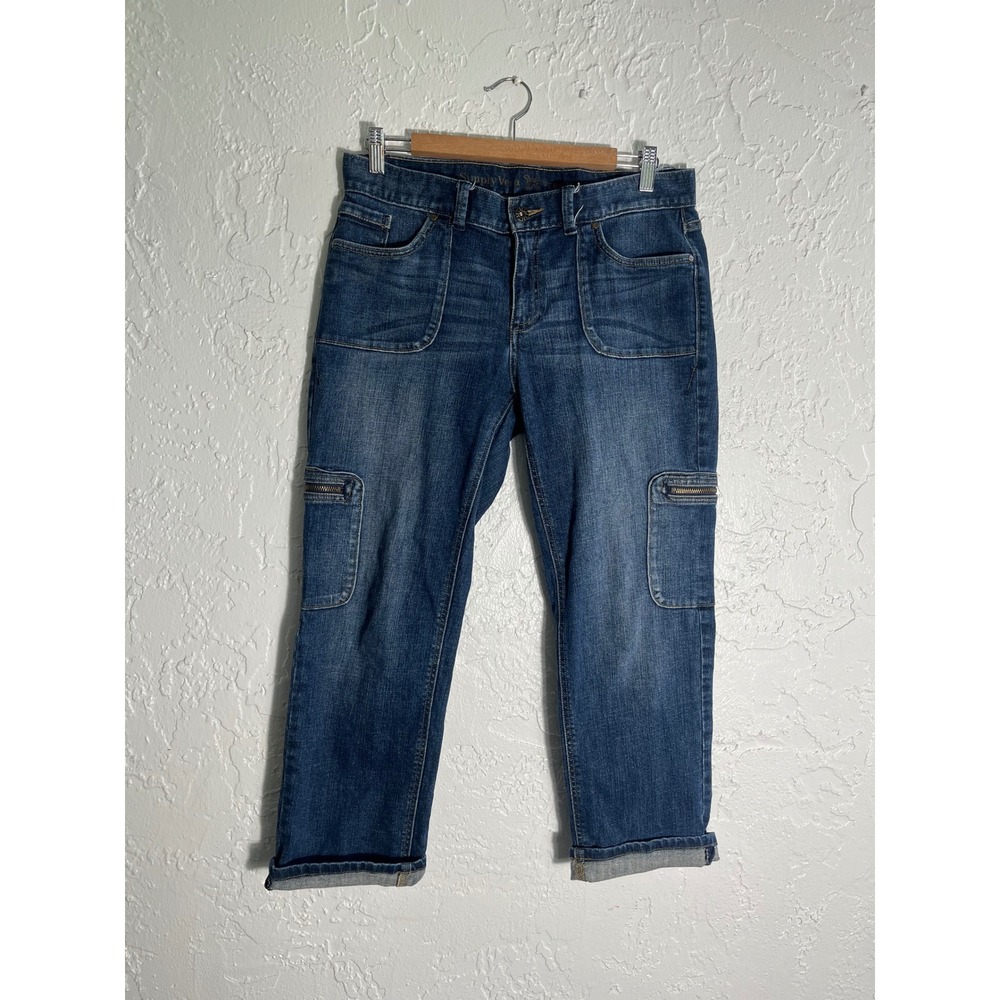Simply Vera Vera Wang Cargo Jeans Size 10 Blue Denim Cropped Utility